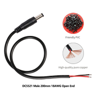 Câble mâle DC5521 5,5*2,1 mm avec fils dénudés de 20 cm 18AWG pour modem ADSL haut débit, commutateur réseau Ethernet
