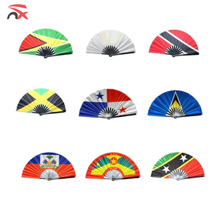 Custom Wholesale Souvenir Gift Items Plastic Kung Fu Folding All Country Flag Fans Souvenirs for March
