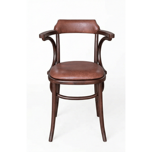 Chaise de café en cuir Bentwood, fabriquée en bois de teck. Parfait pour les salles à manger, les cafés et les salons d'hôtel, son design moderne et organique. - Product Image 4