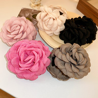 Pince à cheveux grande taille en tissu motif fleur douce d'été, pince requin élégante, accessoire capillaire pour femme