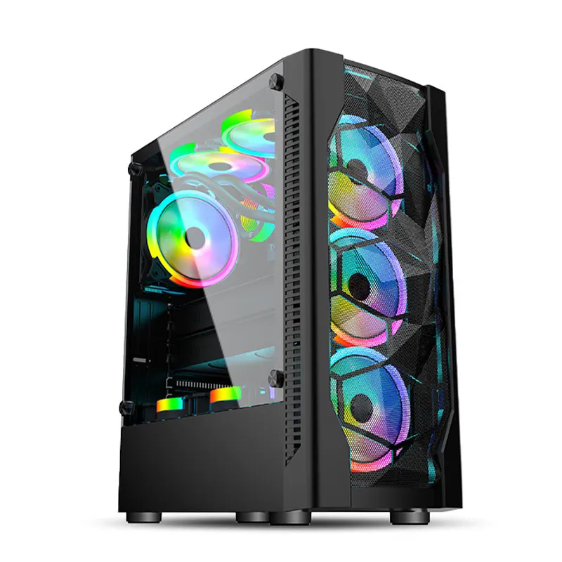 Full Tower Atx/Matx/Itx Pc Gaming Desktop Case Met Gehard Glas Voorpaneel Usb En Audio Poorten Rgb Fan Fabriek Prijs