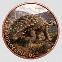Pièce de monnaie en cuivre pur 999 de 1 oz, série Dinosaures, Tyrannosaurus Rex puissant, couleur en relief, édition UV préférée