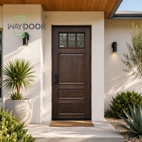 Factory Direct Sturdy Timber Entrance with Peephole Prehung 3 Lite Glass Solid Core Black Walnut Wood Front Door