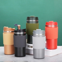 Nouvelle tasse à café de luxe en acier inoxydable 304 à double paroi avec manchon en silicone, isolation thermique, tasse portable pour voiture