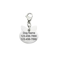 DIY Laser Gravé Logo Pet Nom Tags Blanc Métal Chien Chat Cou Nom Plaque Porte-clés