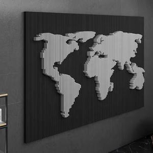 Sculpture murale en bois poli en forme de globe terrestre, éducative, moderne, caractéristique cartographique, décoration artistique de la carte du monde - Product Image 6