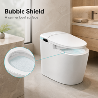 WC intelligent de luxe à chauffage instantané, sans réservoir, avec bidet intégré, capteur de pied, couvercle à ouverture/fermeture automatique, allongé et télécommande