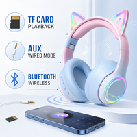 Casque circum-auriculaire M8 Cat Ear pour 5.3 avec éclairage RGB, son Hi-Fi, TF/AUX, longue autonomie, contrôle tactile pour femmes, gaming, DJ, IPX3