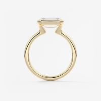 Bague de fiançailles en or massif 14K/18K avec diamant de laboratoire émeraude taille ouest-est 0,5-3 carats, sertissage clos, tige fendue, certifiée IGI CVD/HPHT, personnalisable
