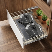Panier de rangement plat en acier inoxydable 201 avec compartiment réglable pour garde-manger et dressing