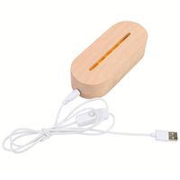 Lampe de nuit Led 3d bricolage Base de lumière Led en bois Lampe de table Led rectangulaire Bases en bois Veilleuse