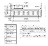 Module d'affichage LCD à caractères avec rétroéclairage LED jaune-vert 5V STN 146*43mm 20x2 Winstar WH2002M avec carte PCB