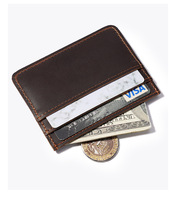 Portefeuille minimaliste en cuir véritable Crazy Horse avec logo personnalisé, porte-cartes magnétique fin et mince pour cartes de crédit, d'identité et de banque