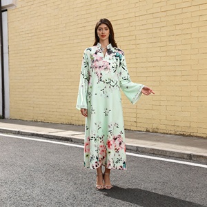 Luxury Hot-fix Rhinestones Polyester Elegant Abaya for Muslim Women Custom Wholesale Supplier - Product Image 3