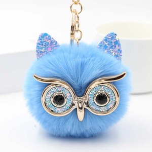 Porte-clés oreilles de hibou à paillettes, accessoire pour femmes, breloque pelucheux, en fausse fourrure d'animaux, boule, <span class=keywords><strong>Pompon</strong></span>, nouvelle collection - Product Image 3