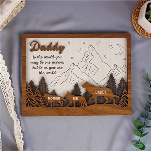 Cadeaux personnalisés pour la fête des pères de Pafu, cadeaux pour les enfants, le grand-père, cadre en bois fait à la main, <span class=keywords><strong>cadeau</strong></span> des enfants - Product Image 2