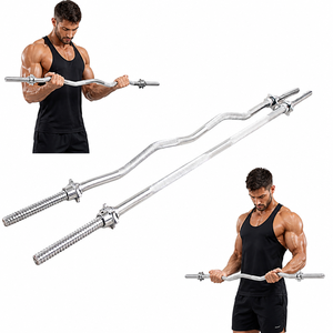 <span class=keywords><strong>Barre</strong></span> d'haltères en acier massif chromé durable 1,2m/1,5m/1,8m droite et <span class=keywords><strong>EZ</strong></span> Curl <span class=keywords><strong>50mm</strong></span> avec double écrou de sécurité pour musculation à domicile - Product Image 1