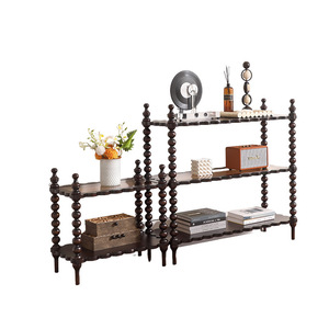 Aoga Furniture <b>Solid</b> <b>Wood</b> Bookshelf 3 Tier Storage Rack For Living Room Home Display Shelf With Decorative Columns - Product Image 4