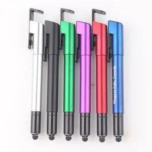 רב תכליתי נייד טלפון מחזיק Stylus כדור עט עם אור לוגו הדפסה