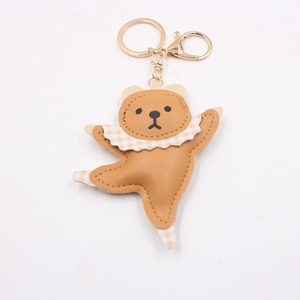 <b>Cute</b> and Silly Leather Teddy <b>Bear</b> Pendant Ballet Dancing Light Keychain Accessory with Scarf UV Printing - Product Image 4