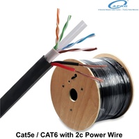 Cable de Red LAN de Alta Calidad APBG con Cable de Alimentación de 2 Hilos, Cat5e/CAT6, para Uso en Interiores y Exteriores