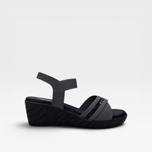 Sandales compensées grises pour femmes, à brides croisées élastiques, confortables, faciles à enfiler, décontractées, antidérapantes, légères, durables, pour l'été - Product Image 3