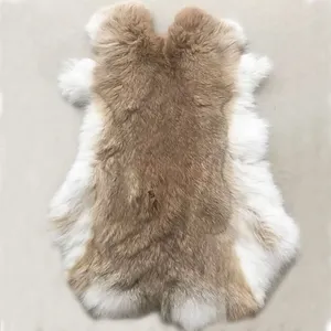 工厂价格定制大尺寸天然棕色软兔兔毛皮毛