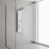 Panneau de douche moderne en acier inoxydable brossé à haute pression avec jets de pluie et de massage, double poignée, pour salle de bain – Vente chaude directe usine