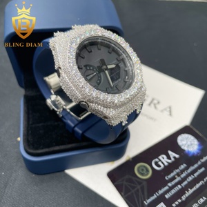 Vỏ đồng hồ Hip Hop GA2100 mạ bạc 925 kiểu mới, đính đá Moissanite VVS, kèm dây đeo và khóa, có chứng nhận GRA - Product Image 3