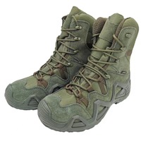 Sepatu bot kulit Suede Anti selip, sepatu bot taktis latihan mendaki gurun hitam cokelat tahan lama