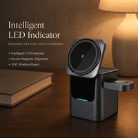Chargeur sans fil magnétique pliable 3-en-1 15W QC3.0/PD Type-C à charge rapide avec protection OVP pour téléphone portable et montre connectée