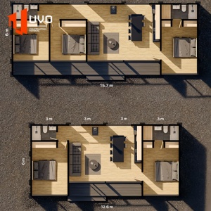 Hôtel villa de luxe personnalisé de 40 pieds petite maison conteneur préfabriquée en acier léger parfaite pour la maison ou le bureau - Product Image 2