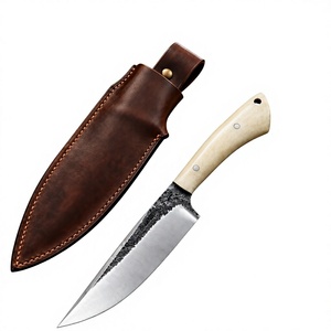 Couteau de chasse artisanal en acier Caebon de qualité industrielle avec manche en bois et étui en cuir pour le camping en plein air - Product Image 2