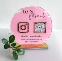 Señal de redes sociales Pink Qr Code Facebook Instagram Table Top Business Icon Sign Acrílico