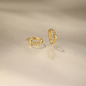 Pendientes de Aro de Moda 925, Pendientes Creativos Brillantes con Forma de Corazón Redondo de Lujo para Mujer - Product Image 5