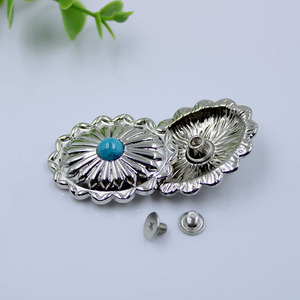 Bán Buôn Hình Dạng Hình Bầu Dục Hợp Kim Bạc Kim Loại Conchos Vít Trở Lại Trang Trí Màu Ngọc Lam Concho Đồng Xu Nút Cho Da Vành Đai Ví - Product Image 3