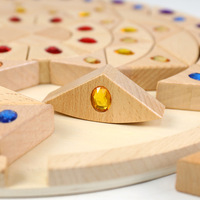 Balok Bangunan Kayu Mandala Permata Matahari Kreatif untuk Anak-Anak - Set Puzzle Pembelajaran Anak Balok Pelangi Cerdas Mainan Edukatif