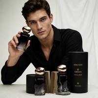 Botella de Perfume de Vidrio Vacía, Negra Degradada, Irregular, de 30ml, 50ml, 100ml, Recargable, con Atomizador de Pulverización Fina, con Caja