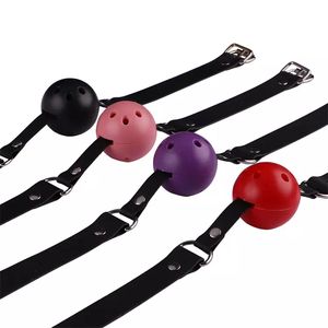 Commercio all'ingrosso 4 colori Bondage bocca Gag cintura nera Slave Ball Gag giocattoli del sesso per coppie Sm gioco fissazione palla - Product Image 6