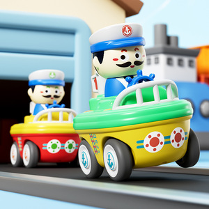 Nouveau Jouet Éducatif Transfrontalier à Tirer et à Pousser, Camion Bleu Marine avec Sifflet, pour Bébé et Enfant, Jouet à Rétrofriction - Product Image 3