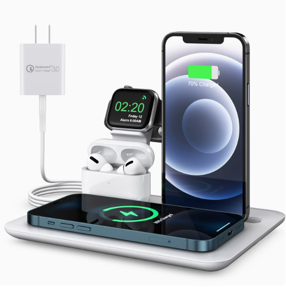 4 in 1 Mobile Phone Wireless Charger 15W Fast Charging Magnetic Charging Station for Apple Multiple Devices Wireless Charger