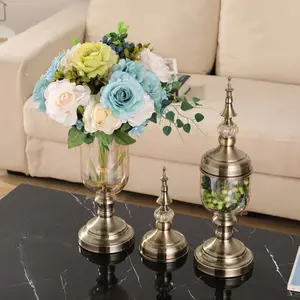 Горячая Распродажа Янтарный хрустальный стеклянный конусный стол бутон Цветочная ваза для дома свадебный центральный элемент