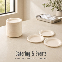 Assiette ronde jetable en bagasse de canne à sucre de haute qualité, épaisse, compostable, micro-ondable, 6 pouces