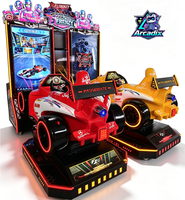Arcadix Machine de jeu d'arcade de course à monnayeur 2 joueurs Super Burn Racing Simulator Jeu de conduite en métal pour centre de jeux