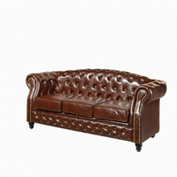 Canapé Chesterfield en similicuir rustique capitonné de haute qualité Hopebest, couleur beige, 3 places, ensemble modulaire extensible, canapé de salon