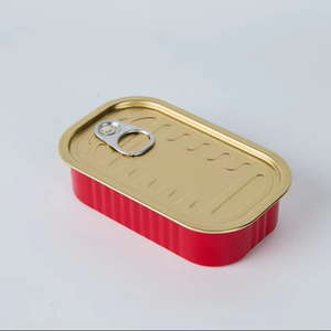 311サーモン、タコ、キノコ、トウモロコシなどの食品の調理に適した食品グレードの長方形の金属製ブリキ缶 - Product Image 1