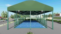 Terrain de padel professionnel avec toit robuste, équipement de terrain de tennis extérieur, terrain de padel panoramique, ensemble complet à vendre