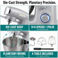 SOHEF Die Cast Stand Mixer 7L 1300W Planetary Mixing Gear Logam Kuat 0 6 Kecepatan Pulse LED Mangkuk Stainless Mixer Makanan Dapur