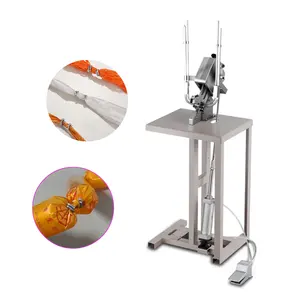 Pneumatic double button mesh net bag sausage clipper packaging knotting tying clipping machine for good price