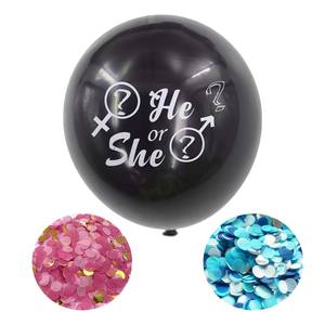 ลูกโป่งยางสำหรับเด็กใส่ออกงาน,ลูกโป่งสีฟ้าอมชมพูมีเศษกระดาษสีสันสดใสย่อยสลายได้ตามเพศ - Product Image 2